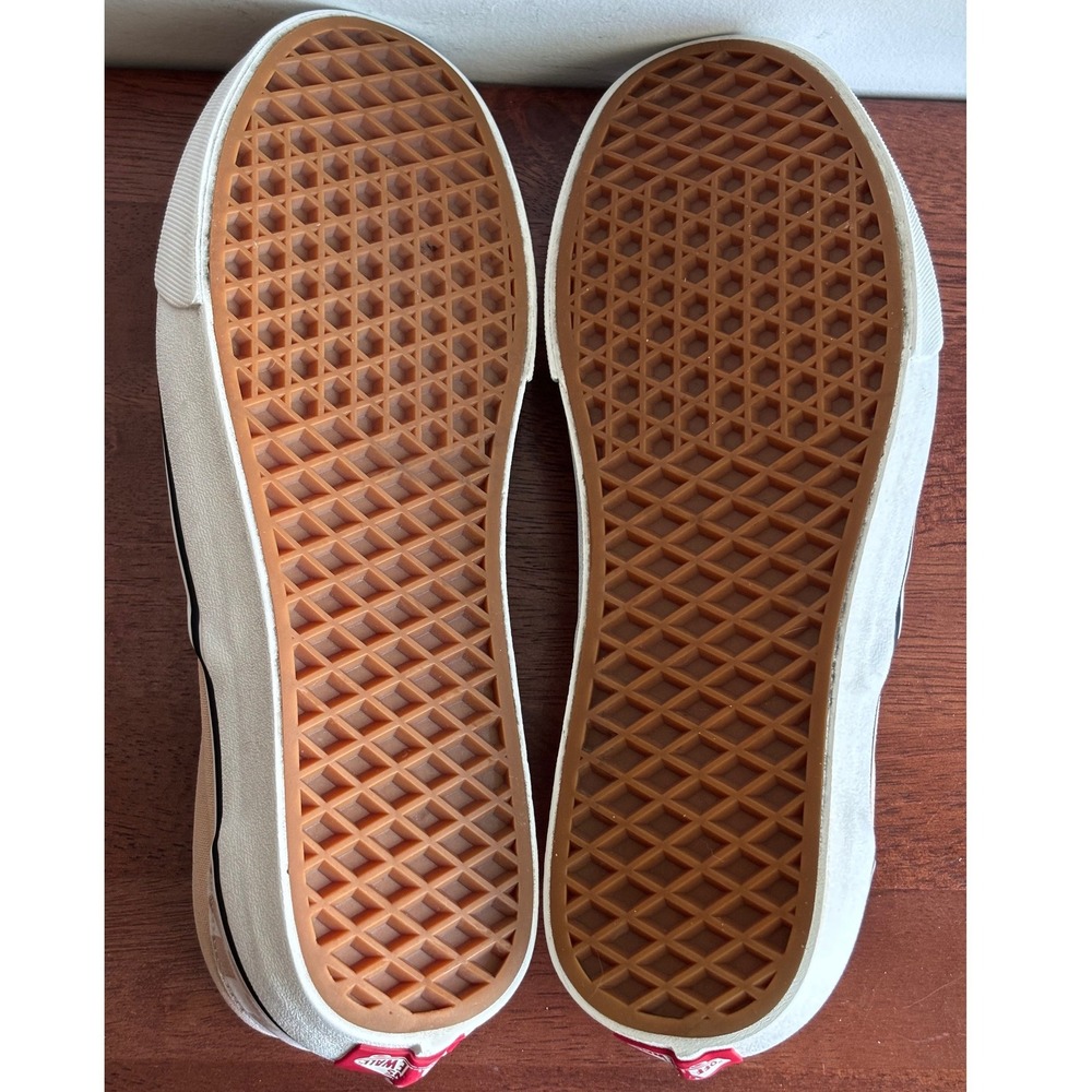Vans Slip-On Checkerboard Sneakers in Beige and White - Picture 7 of 8